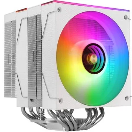Mars Gaming MCPUX26W MCPU-X26 - Disipador CPU de Doble Torre para Intel y AMD, 6 Heatpipes HCT, 350W TDP, 2 Ventiladores ARGB 120mm Infinity Mirror, Blanco